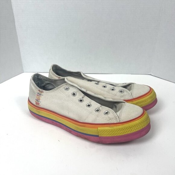 Converse CTAS Lift Ox Pink Tan Rainbow Platform Sneakers Shoes Women’s US 11 - Picture 1 of 9